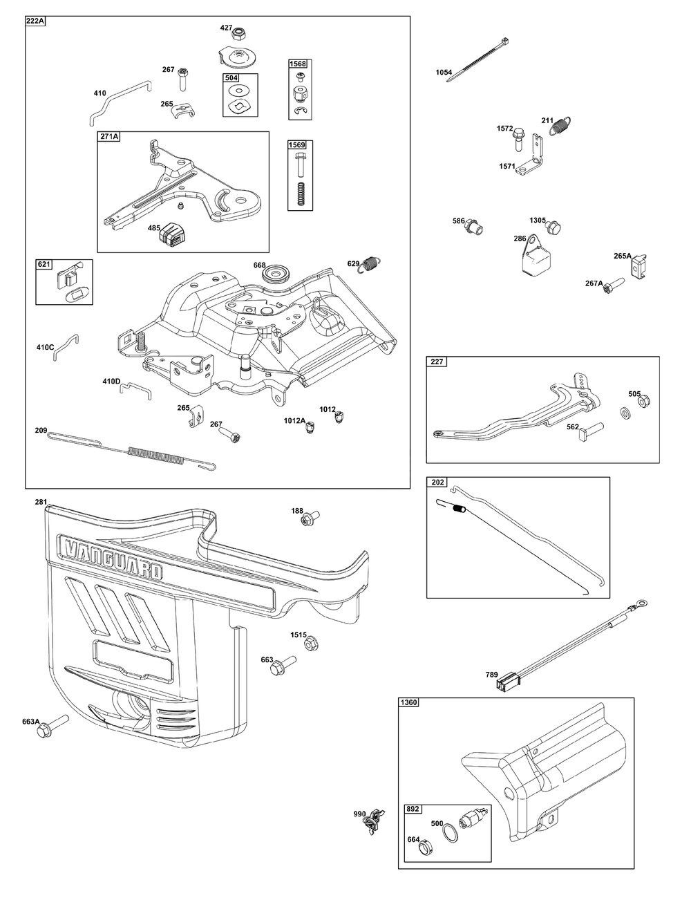 Controls Group Diagram and Parts List for 25V337-0065-G1  Briggs and Stratton Engine